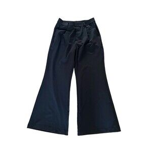 Halara Pants Womens Medium Petite Black Flare Leg Pull On Knit Stretch Pockets
